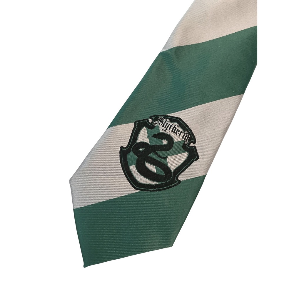 Harry Potter Slytherin House Tie Green Silver Striped Crest Cosplay Mens Necktie